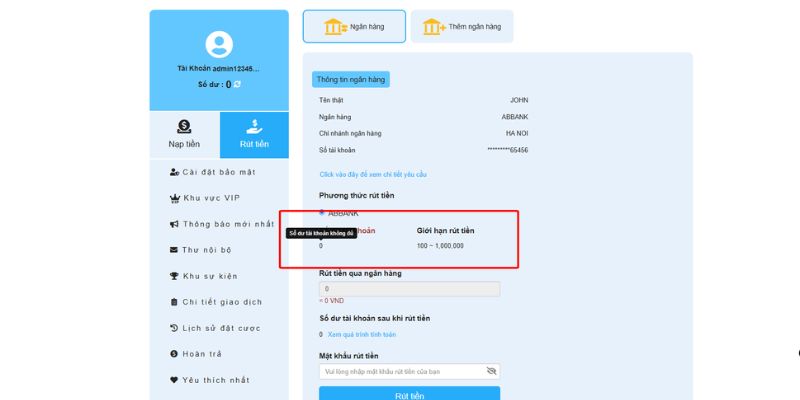Sẽ có hạn mức rõ ràng về việc giao dịch rút thưởng WW88